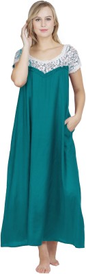 patrorna Women Nighty(Dark Green)