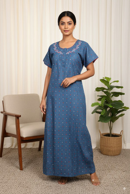 KushiNighties Women Nighty(Blue)