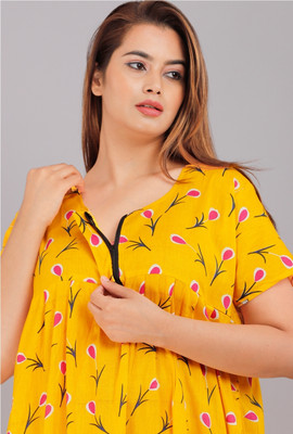 ANANT CREATION Women Nighty(Yellow)