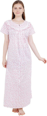 mdp Women Nighty(Pink, White)