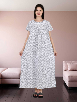 LDHSATI Women Nighty Set(White)