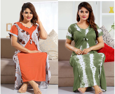 SHOPPING STATION Women Nighty Set(Multicolor)