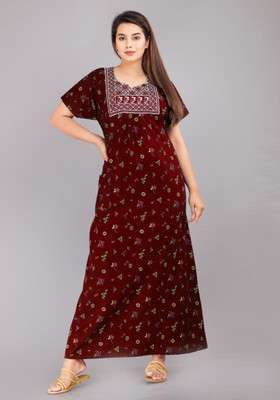LA fashion Women Nighty(Maroon)