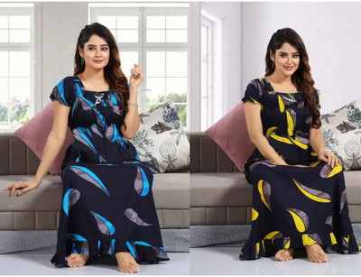 PremStyles Women Nighty(Multicolor)