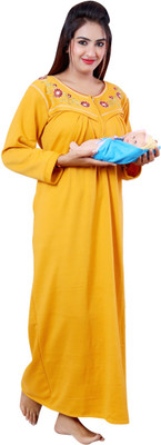 NACNO Women Maternity/Nursing Nighty(Yellow)