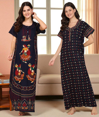 MAHULMILLS Women Nighty(Multicolor)