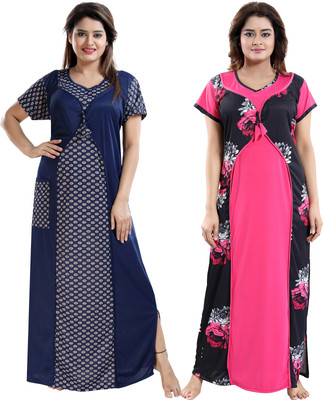 SHOPPING STATION Women Nighty(Multicolor)