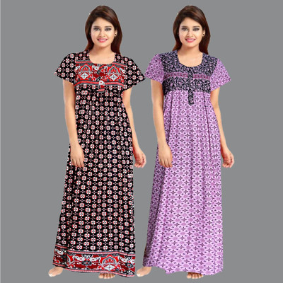 Sharma Distributor Women Nighty(Black, Purple)
