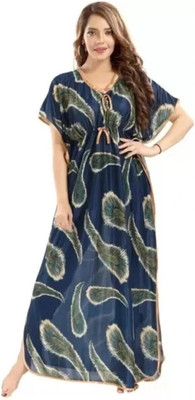 HR creation Women Nighty with Robe(Dark Blue)