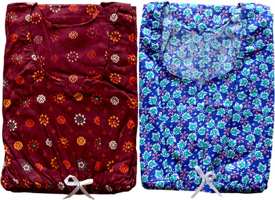 Hans Craft Women Nighty(Maroon, Blue)