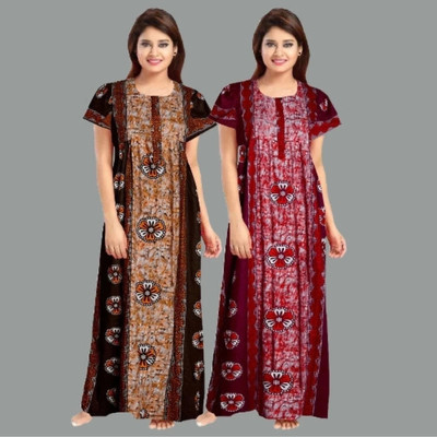 AAKARSHANA CREATION Women Nighty(Brown, Maroon)