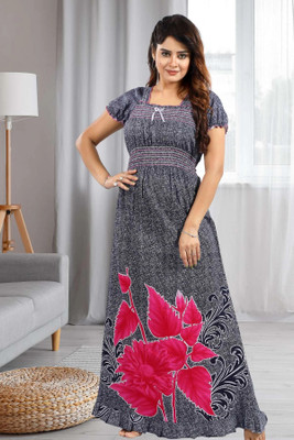 Nighty King Women Nighty(Grey, Pink)