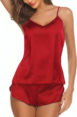 SWAGBELLE Women Nightdress(Maroon)