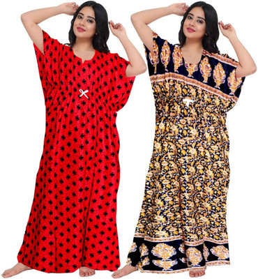 Saviaara Women Nighty(Multicolor)