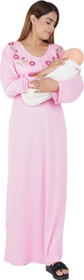REN STAR Women Maternity/Nursing Nighty(Pink)