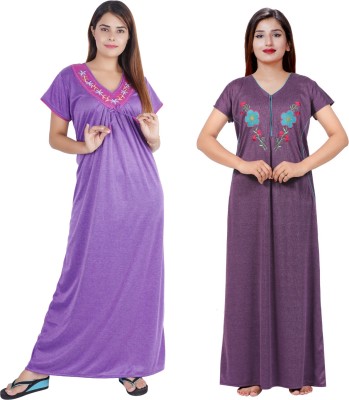 NACNO Women Nighty Set(Purple)