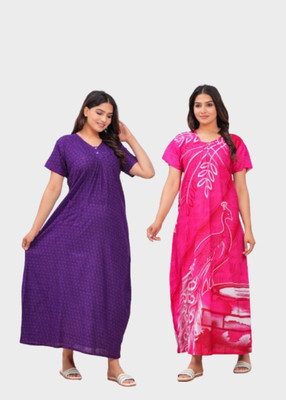 Gentle Touch Women Nighty(Purple, Pink)