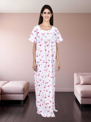 UTTRAKHAND CLOTHHOUSE Women Nighty(White, Pink)