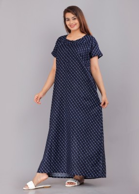 VILAKSHAN Women Nighty(Blue)