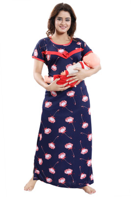 SHOPPING STATION Women Nighty(Multicolor)