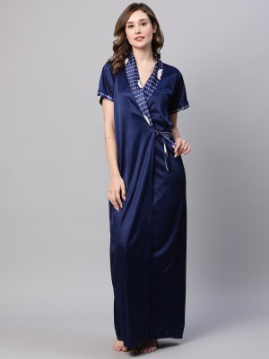 AV2 Women Nighty with Robe(Dark Blue)