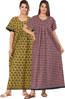 Kuruti B Sheets Women Nighty Set(Multicolor)