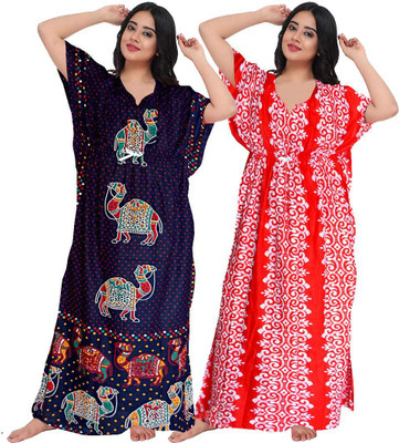 KrishvProducts Women Nighty(Multicolor)