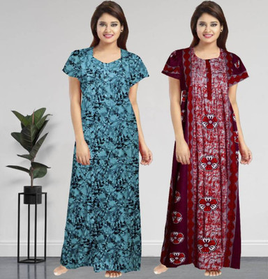 Navya Creation Women Nighty(Multicolor)