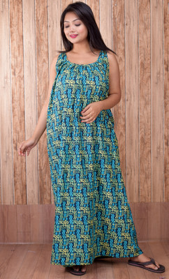 CLYMAA Women Nighty(Green)