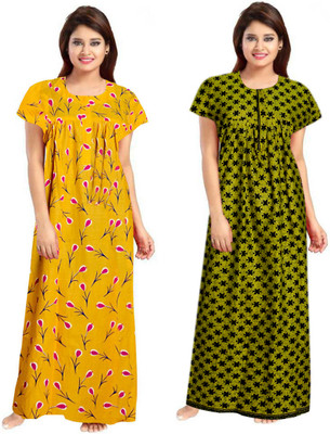 Vatatmaj Creations Women Nighty(Yellow)
