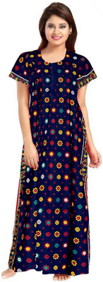 dinesh enterprises Women Nighty(Blue)