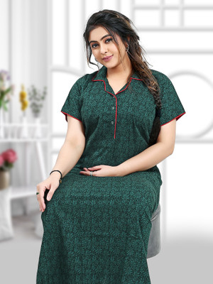 ZAIRRA Women Nighty(Green)