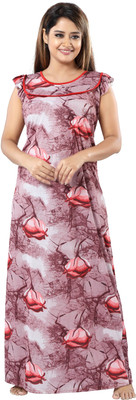 Glam World Women Nighty(Multicolor)