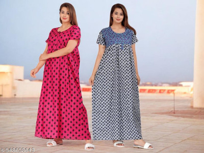 Sanzzy Women Nighty(Multicolor)