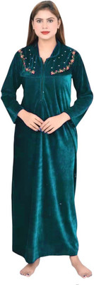 L r textiles Women Nighty(Green)