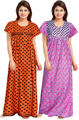 Trendy Fab Women Printed Blue, Pink Night Suit Set
