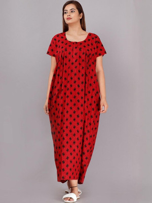 CURBS Women Nightdress(Red)