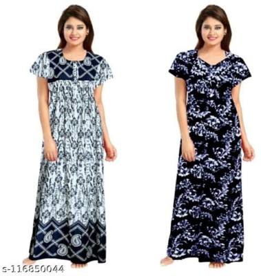 Parth Fashion Women Nighty Set(Blue)