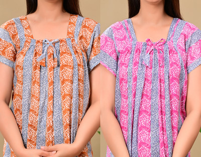 Harvik International Women Maternity/Nursing Nighty(Brown, Pink)