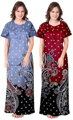 Bajrang Enterprises Women Nighty(Blue, Maroon)