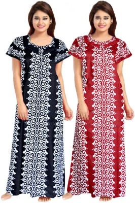 NIRMALA FASHIONS Straight Gown(Red, White, Dark Blue)