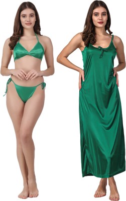 AR STYLES Women Nighty Set(Green)