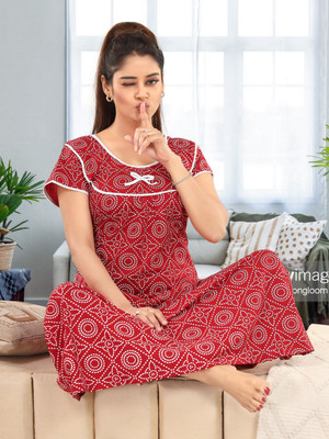 Mallinath Fab Women Nightdress(Red)