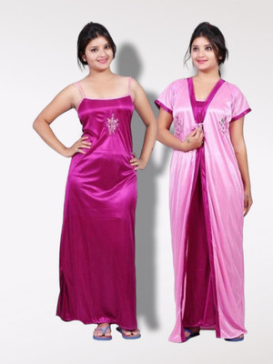 Mishubh Enterprise Women Nighty with Robe(Pink)