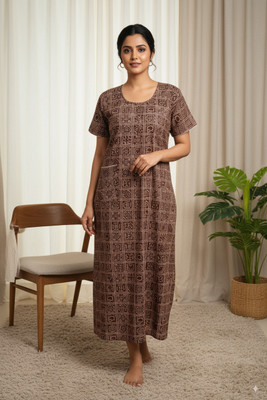 KushiNighties Women Nighty(Brown)
