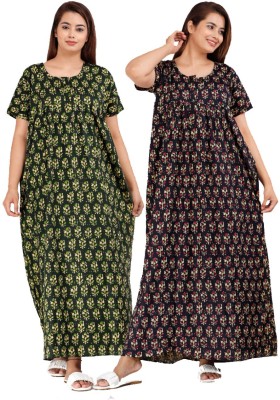 JWF Women Nighty(Green, Black)