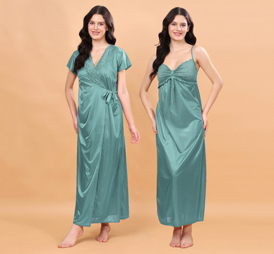 LoveMagnet Women Nighty with Robe(Light Green)