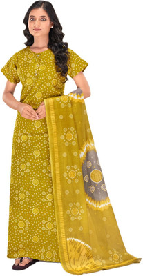 Shreejee Women Nighty Set(Yellow)