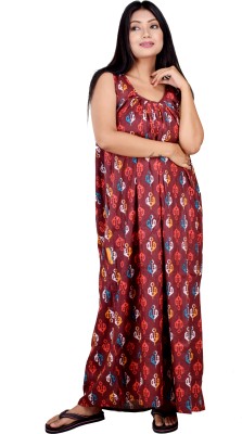 CLYMAA Women Nighty(Maroon)