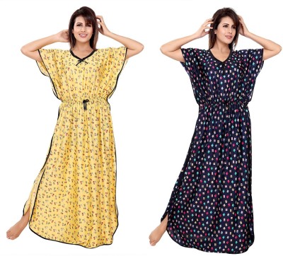 BAILEY SELLS Women Nighty(Yellow, Blue)